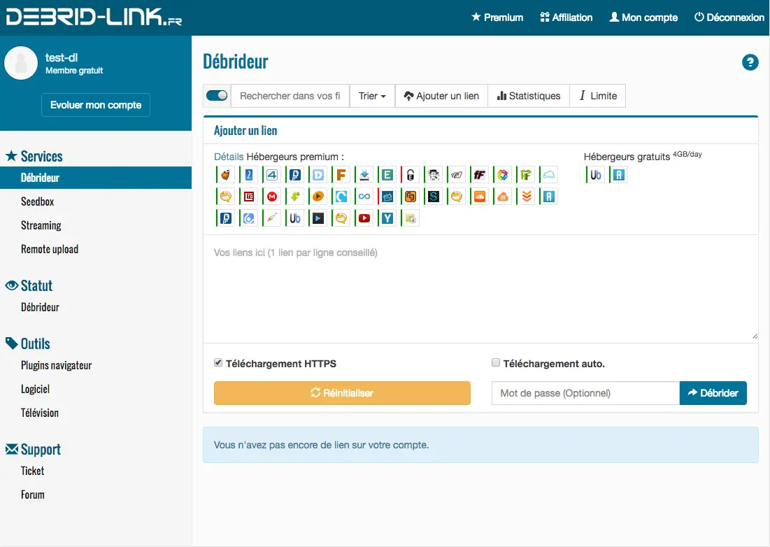 Screenshot of the Premium Link Generator